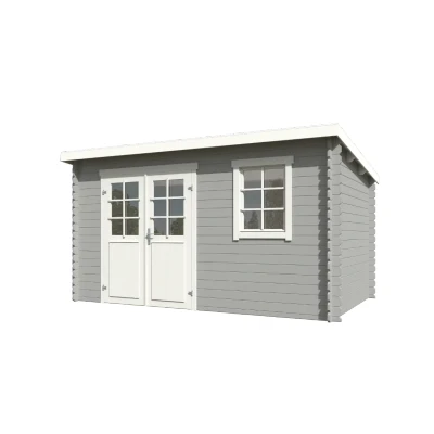 Afbeelding van Blokhut Amira 400x250 cm Platinum Grey wit Gecoat