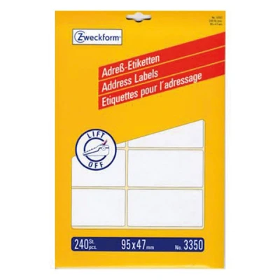 Image de AVERY Zweckform étiquettes adresses, 95 x 47 mm, sur planche Contenu: 240 3350
