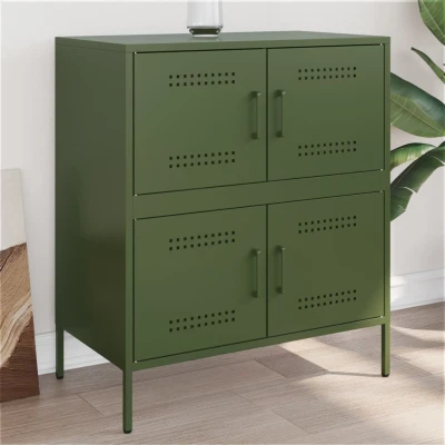 Afbeelding van Dressoir 68x39x79 cm staal olijfgroen