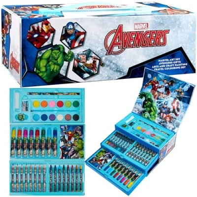 Afbeelding van Marvel Spiderman Avengers Kleurset, schilder en kleurset voor kinderen, tekenkoffer, schilderen, jongens, 40 stuks, cadeau idee jongens (meerkleurige Avengers)