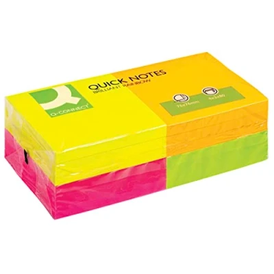 Image de Q Connect Assorti Quick Note Repositionnable Pad Neon