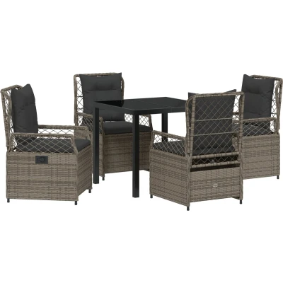 Afbeelding van vidaXL 5 delige Tuin Eetset Grijze Poly Rattan