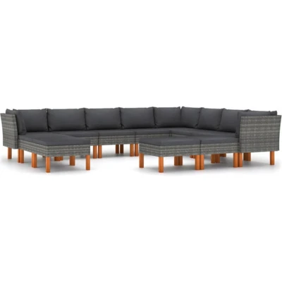 Afbeelding van vidaXL 12 delige Loungeset met kussens poly rattan grijs