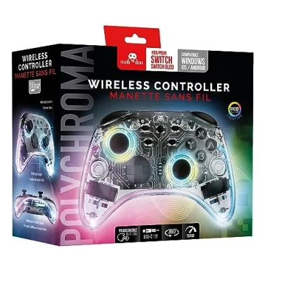 Afbeelding van Freeks and Geeks Draadloze controller geschikt voor Switch Transparant LED 1M kabel