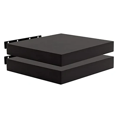 Afbeelding van WOLTU RG9371sz 2 Set van zwevende wandplanken MDF, zwart, voor woonkamer, keuken, slaapkamer, badkamer enz