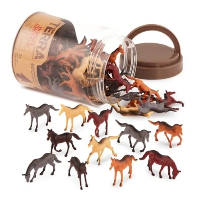 Afbeelding van Terra by Battat Paarden assortiment paardenfiguren in miniatuurmodel speelgoed voor kinderen vanaf 3 jaar (60 stuks) AN6038Z