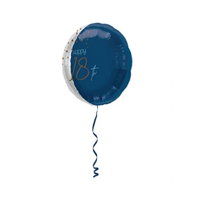 Afbeelding van Folat Folieballon 18 Jaar Elegant True Blue 45 cm
