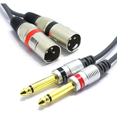 Afbeelding van VITALCO 2 x XLR kabel mannelijk naar 3 m 6,3 mm TS jack kabel, polige microfoonkabel mono jackstekker, audio adapter