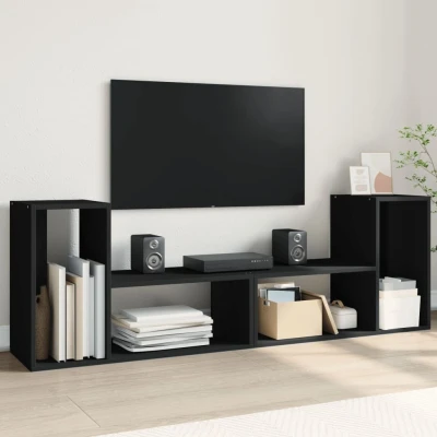 Afbeelding van Tv meubelen 2 st 75x30x50 cm bewerkt hout zwart