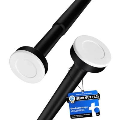 Afbeelding van MEISENBERG Gordijnroede, telescoopstang, spanstang, zonder boren, 70 120 cm, zwart, 1 stuk