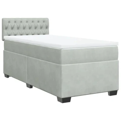 Afbeelding van vidaXL Boxspring met matras fluweel lichtgrijs 80x200 cm