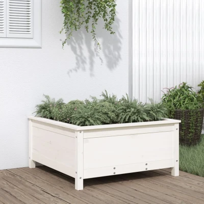 Afbeelding van Plantenbak 82,5x82,5x39 cm massief grenenhout wit