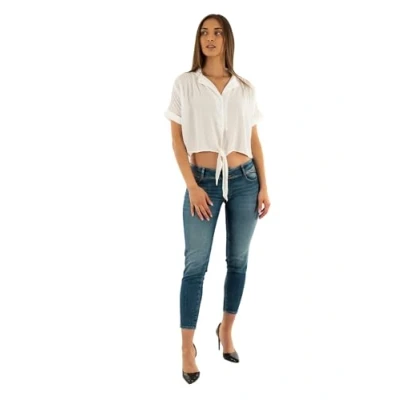 Afbeelding van ONLY Onlpaula Life S/S Tie Shirt Wvn Noos Dameshemd met korte mouwen, Wit.