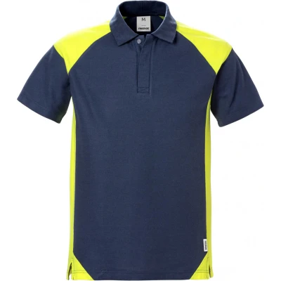 Afbeelding van Fristads Poloshirt 7047 Phv Marineblauw/hi vis geel