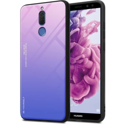 Afbeelding van Cadorabo Hoesje geschikt voor Huawei MATE 10 LITE in ROZE BLAUW Tweekleurige beschermhoes van TPU silicone Case Cover en achterzijde gehard glas