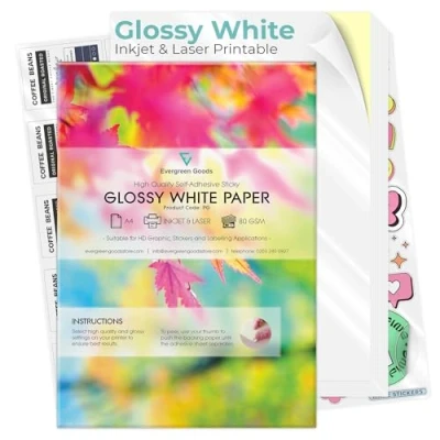 Afbeelding van Evergreen Goods Ltd Printerpapier, A4, glanzend, zelfklevend, 100 vellen
