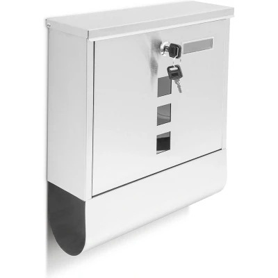 Afbeelding van Relaxdays Brievenbus rvs met krantenhouder muurbrievenbus wandmodel 2 sleutels