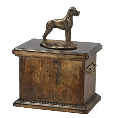 Afbeelding van Elegante urn hond voor de as van een Deense Dog met beeldje