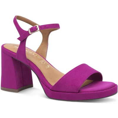 Afbeelding van Tamaris Sandalen met hoge hak, Dames, Maat: 36, Dark pink Textiel