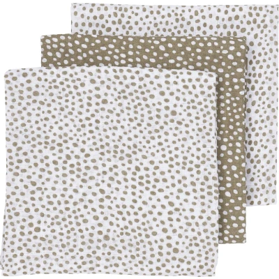 Afbeelding van Meyco Baby Cheetah hydrofiele doeken 3 pack taupe 70x70cm