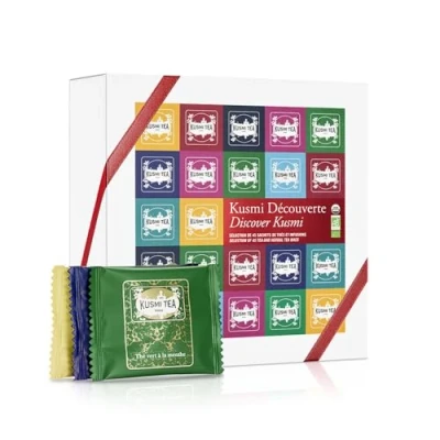Image de Kusmi Tea Coffret &quot;Kusmi Découverte&quot; Assortiment de Thés Bio Idée Cadeau Homme et Femme Noirs, Blancs, Verts Infusions 45 Sachets Sélection 9 Recettes Iconiques