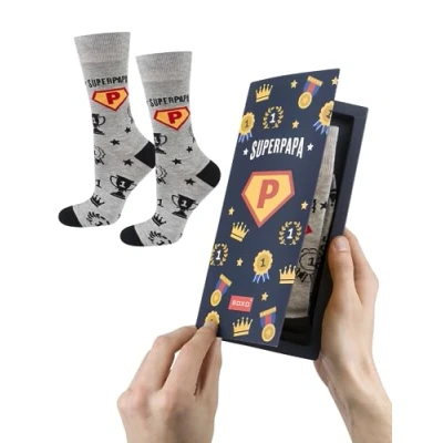 Afbeelding van soxo Super papa herensokken fantasie cadeau grappige sokken geschenken mannen 40 45,