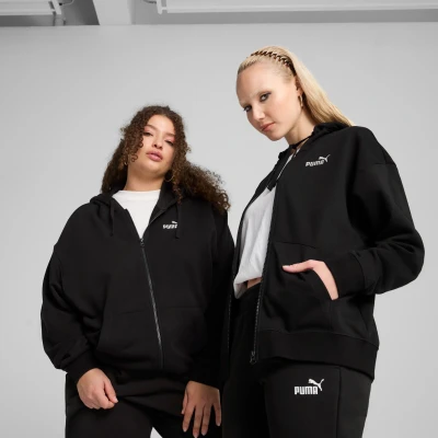 Afbeelding van ESS Small No. 1 Logo Comfort hoodie met volledige ritssluiting voor Dames, Zwart, Maat M PUMA