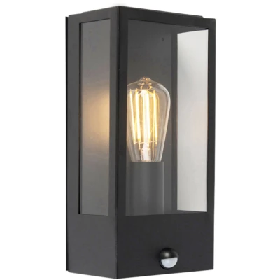 Afbeelding van QAZQA Buiten wandlamp zwart met bewegingsmelder IP44 Rotterdam