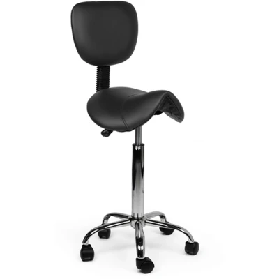 Afbeelding van Zadelkruk Office rugleuning medium harde wielen zw