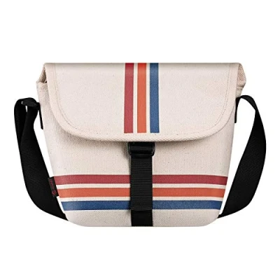 Afbeelding van FINTIE Draagtas compatibel met Polaroid Originals OneStep+, Onestep 2 VF, Now+ I Type, Now Type Instant Film Camera reistas van hoogwaardig veganistisch leer afneembare riem, Gestreept,