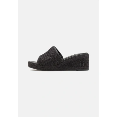 Afbeelding van Tommy Hilfiger Wedge Muiltjes met hak, Dames, Maat: 37, Black Textiel
