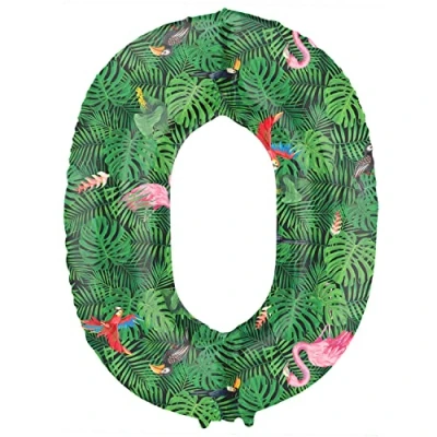 Afbeelding van Folat Folieballon Cijfer 0 Jungle Vibe 86 cm