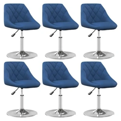 Afbeelding van vidaXL Eetkamerstoelen draaibaar 6 st fluweel blauw