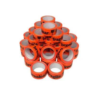 Afbeelding van Kortpack Breekbaar Tape, Fluor Oranje, 50mm X 66mtr. 36 Rollen. Oranje (36 Rollen)