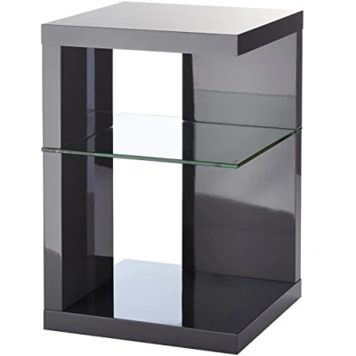 Afbeelding van HomeTrends4You 516653 bijzettafel/nachtkastje Domingo, antraciet hoogglans, grijs, 40x40cm, hoogte 60cm