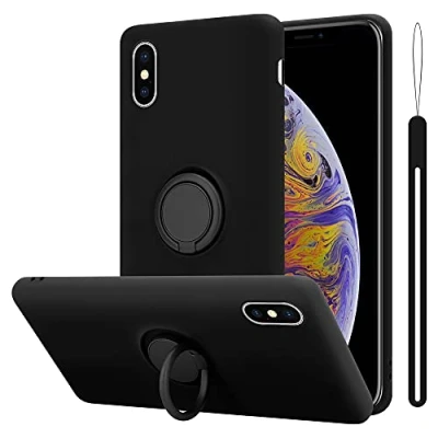Afbeelding van Cadorabo Hoesje geschikt voor Apple iPhone XS MAX in LIQUID ZWART Beschermhoes van flexibel TPU silicone Case Cover met ring