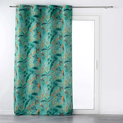 Afbeelding van douceur d&#039;intérieur, Oogjesgordijn (140 x 260 cm) Panis Blauw, Bedrukt Polyester