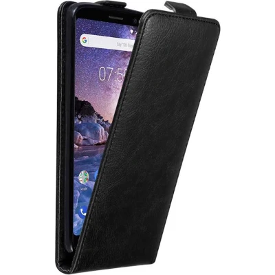 Afbeelding van Cadorabo Hoesje geschikt voor Nokia 7 PLUS in ZWARTE NACHT Beschermhoes flip design Case Cover met magnetische sluiting