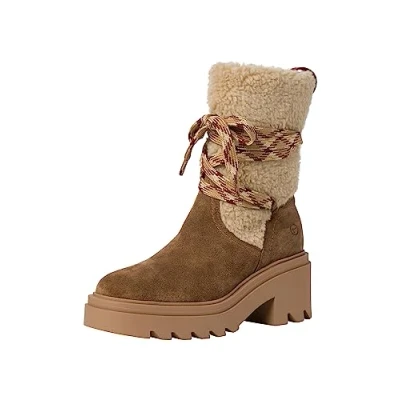 Afbeelding van Tamaris Veterboots, Dames, Maat: 38, Brown Imitatieleer/ textiel