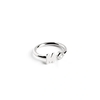 Afbeelding van SINGULARU Gepersonaliseerde ring Letter Diamond zilver Verstelbare 925 sterling met gerhodineerde afwerking Eén maat Damessieraden Gemaakt in Spanje, Talla Unica, edelmetalen