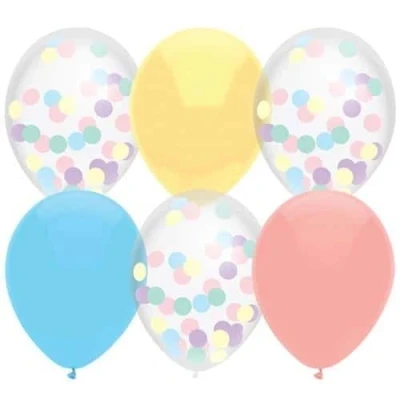 Image de Ballons de confettis pastel 30cm 6 morceaux