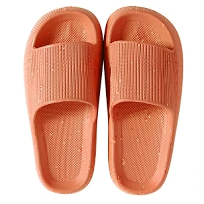 Afbeelding van HSHAPAY Pantoffels voor dames en heren, antislip, licht, open teen, sneldrogend, extra dikke sandalen, Oranje