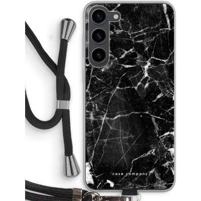 Afbeelding van Case Company® hoesje met Koord geschikt voor Samsung Galaxy S23 Plus Zwart Marmer Telefoonhoesje Bescherming aan alle Kanten en Over de Schermrand