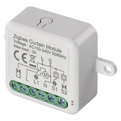 Afbeelding van EMOS GoSmart rolluikschakelaarmodule / Zigbee Smart Switch met app, inbouwrelaisschakelaar voor rolluikbediening, spraakbesturing van jaloezieën Alexa en Google