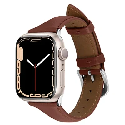 Afbeelding van Spigen Cyrill Kajuk Geschikt voor Apple Watch 4 / 5 6 7 8 9 SE 40MM 41MM Bandje Echt Leer Bruin