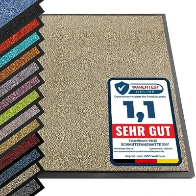 Afbeelding van etm® Schoonloopmat Voetmat in vele maten Deurmat voetveger voor binnen en buiten (oker zwart, 60x90 cm)