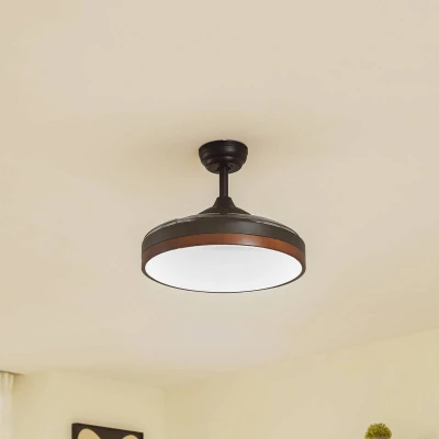 Afbeelding van Lindby Plafondventilatoren met verlichting 1licht Ijzer, acryl H: 48.5 cm zwart, donkerbruin, transparant Inclusief lichtbron