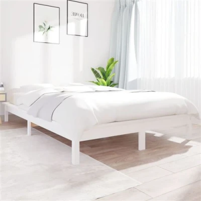 Afbeelding van Bedframe massief grenenhout wit 200x200 cm