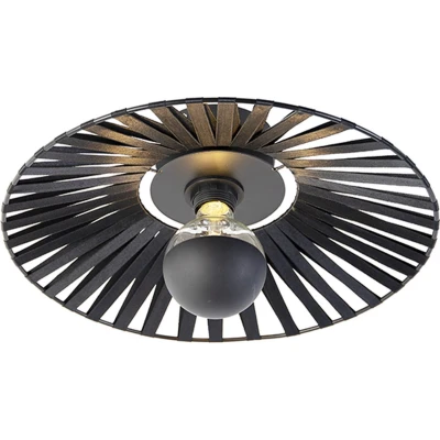 Afbeelding van QAZQA Landelijke wandlamp zwart 40 cm Leia