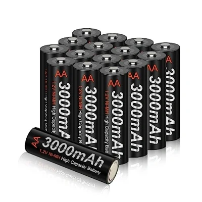 Afbeelding van CITYORK AA batterijen, oplaadbare batterij 3000 mAh, recyclingtijd Ni MH 1200, prestaties met hoge capaciteit, 16 stuks 4 hoesjes